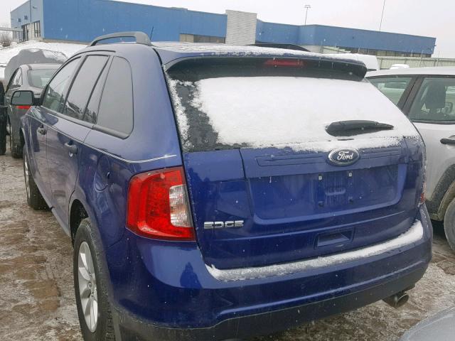 2FMDK3GC6EBA94609 - 2014 FORD EDGE SE BLUE photo 3