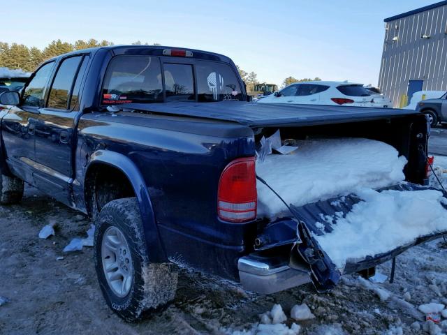 1B7HG38N22S579693 - 2002 DODGE DAKOTA QUA BLUE photo 3