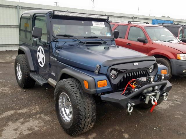 1J4FA29P72P739843 - 2002 JEEP WRANGLER / BLUE photo 1