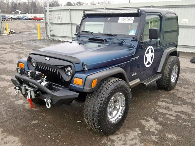 1J4FA29P72P739843 - 2002 JEEP WRANGLER / BLUE photo 2