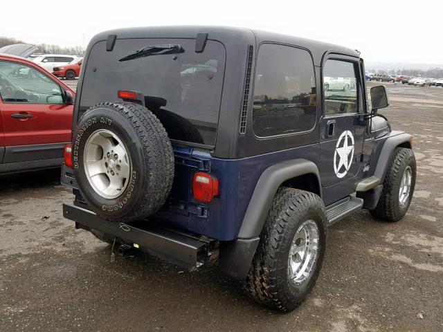 1J4FA29P72P739843 - 2002 JEEP WRANGLER / BLUE photo 4