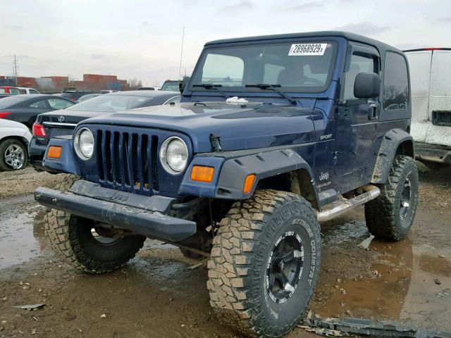 1J4FA49S53P373737 - 2003 JEEP WRANGLER / BLUE photo 2