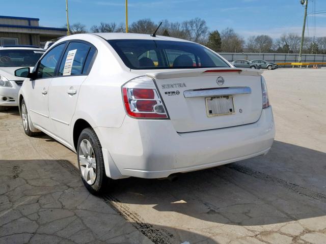 3N1AB6AP5CL776647 - 2012 NISSAN SENTRA 2.0 WHITE photo 3