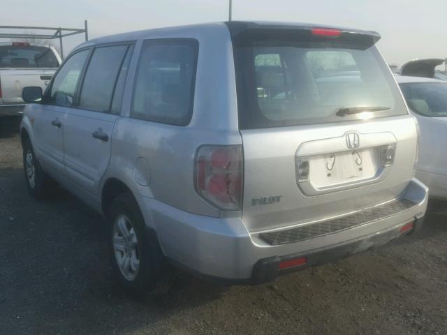 5FNYF28117B015063 - 2007 HONDA PILOT LX SILVER photo 3