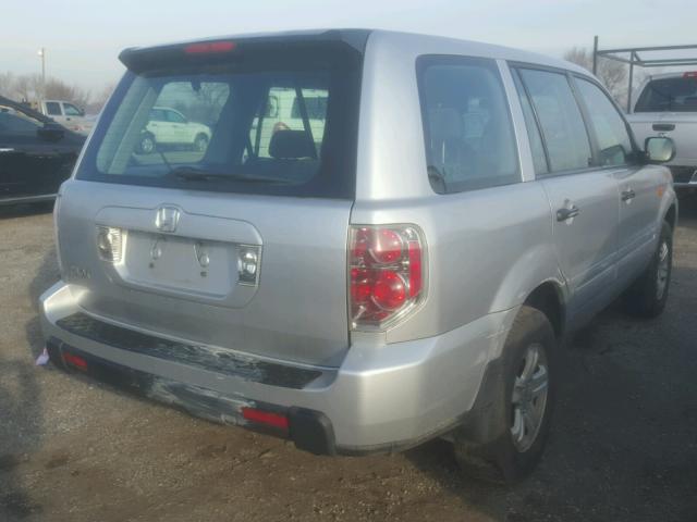 5FNYF28117B015063 - 2007 HONDA PILOT LX SILVER photo 4