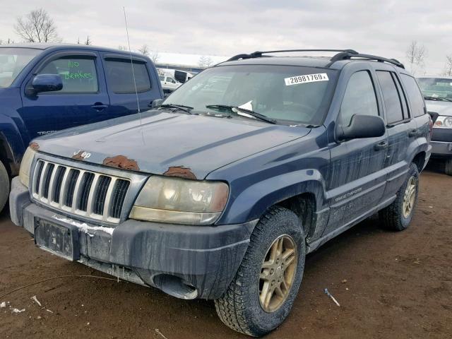 1J4GW48S24C154654 - 2004 JEEP GRAND CHER BLUE photo 2