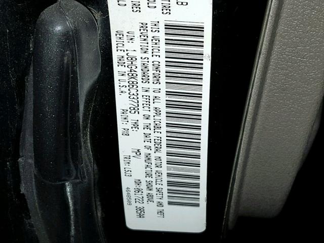 1J8HG48K86C337785 - 2006 JEEP COMMANDER BLACK photo 10