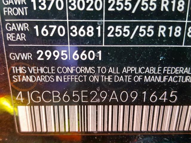 4JGCB65E29A091645 - 2009 MERCEDES-BENZ R 350 4MAT BLUE photo 10