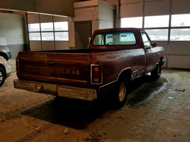 1B7FE06X3KS170201 - 1989 DODGE D-SERIES D RED photo 4