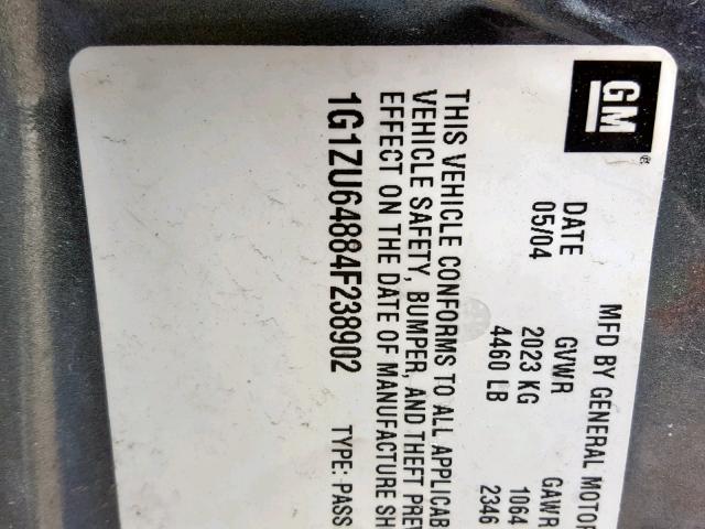 1G1ZU64884F238902 - 2004 CHEVROLET MALIBU MAX GRAY photo 10