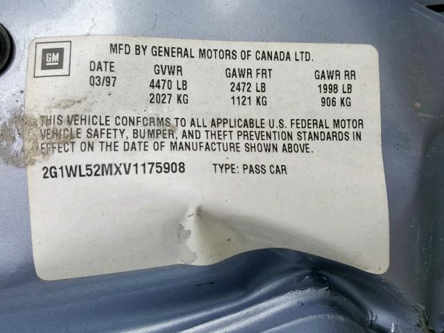 2G1WL52MXV1175908 - 1997 CHEVROLET LUMINA BAS 蓝色 照片 10
