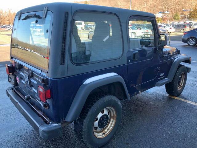 1J4FA29124P776703 - 2004 JEEP WRANGLER / BLUE photo 4