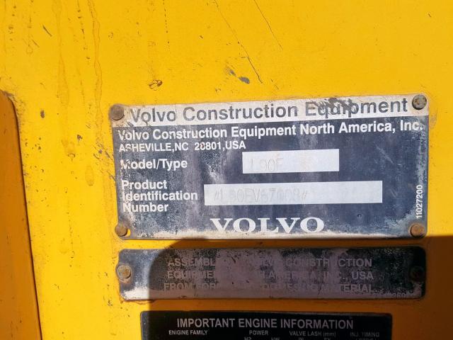 L90EV67008 - 2005 VOLVO L90E YELLOW photo 10