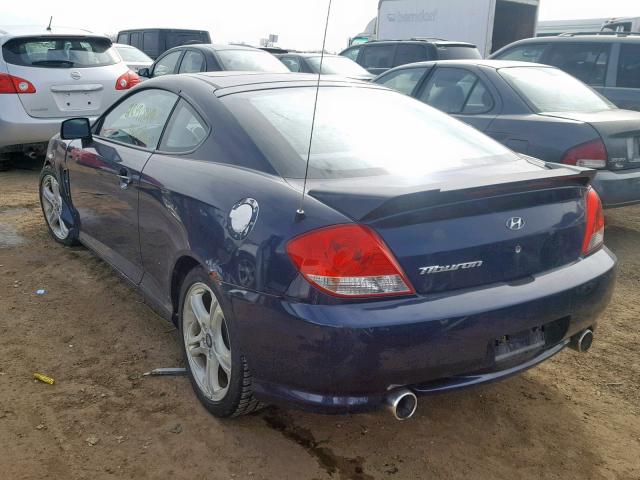 KMHHM65D55U163518 - 2005 HYUNDAI TIBURON BLUE photo 3