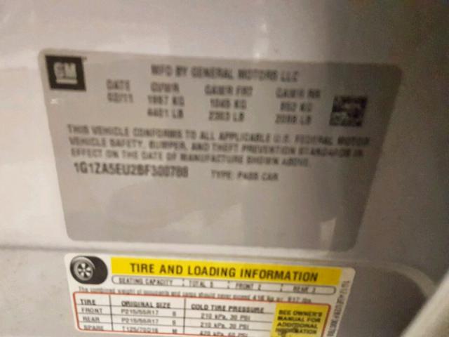 1G1ZA5EU2BF300788 - 2011 CHEVROLET MALIBU LS SILVER photo 10