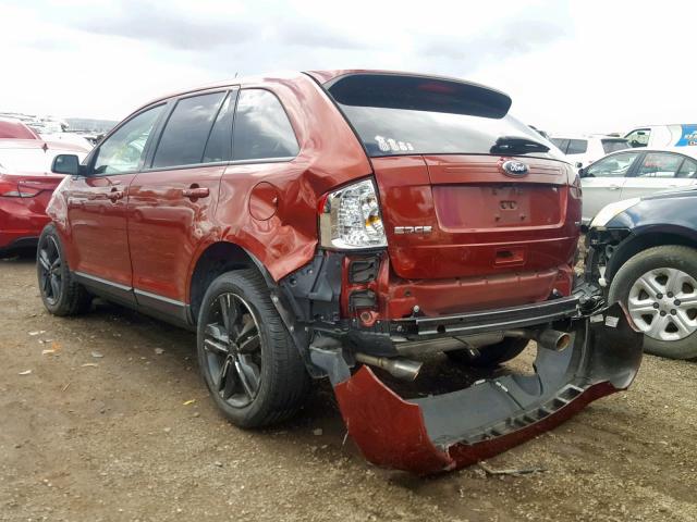 2FMDK3JC2EBA10911 - 2014 FORD EDGE SEL BURGUNDY photo 3