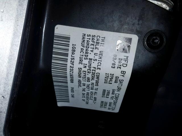 1G8AJ52F23Z165980 - 2003 SATURN ION LEVEL GRAY photo 10