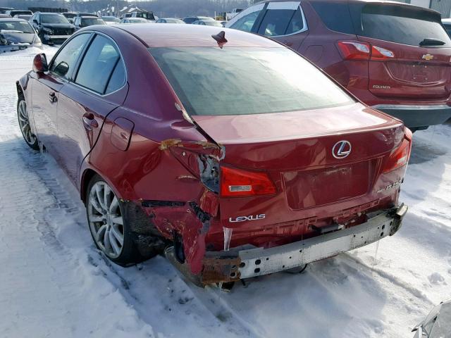 JTHCK262075008557 - 2007 LEXUS IS 250 RED photo 3