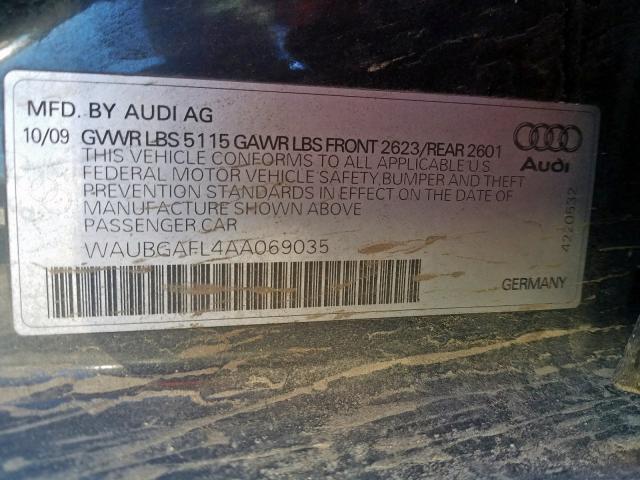 WAUBGAFL4AA069035 - 2010 AUDI S4 PREMIUM PLUS  photo 10