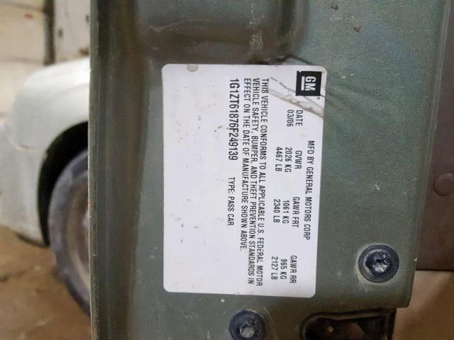 1G1ZT61876F249139 - 2006 CHEVROLET MALIBU MAX GREEN photo 10