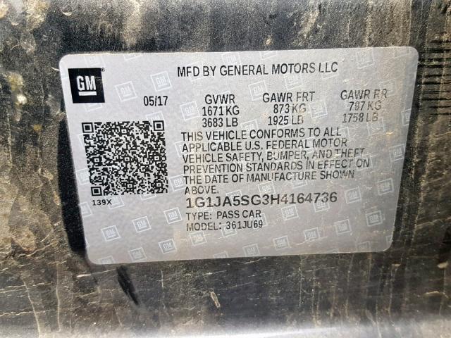 1G1JA5SG3H4164736 - 2017 CHEVROLET SONIC LS 黑色 照片 10