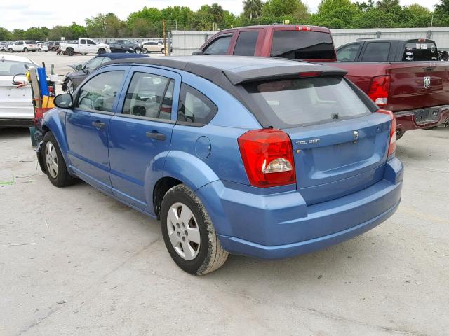 1B3HB28B57D560051 - 2007 DODGE CALIBER BLUE photo 3