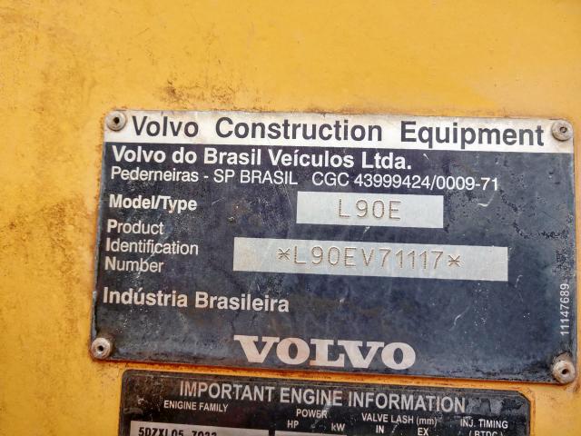 L90EV71117 - 2006 VOLVO L90E YELLOW photo 10