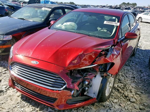 3FA6P0G79FR134691 - 2015 FORD FUSION S RED photo 2