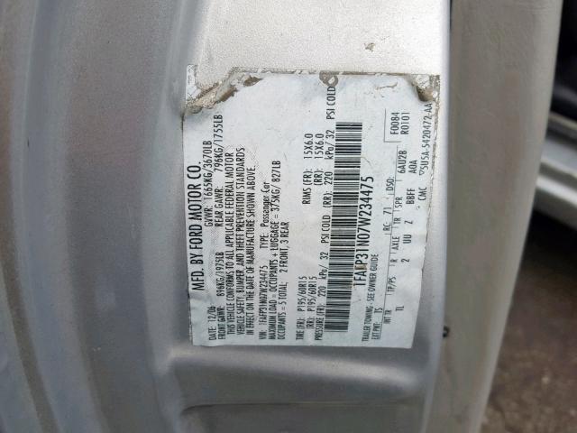 1FAFP31N07W234475 - 2007 FORD FOCUS ZX3 GRAY photo 10