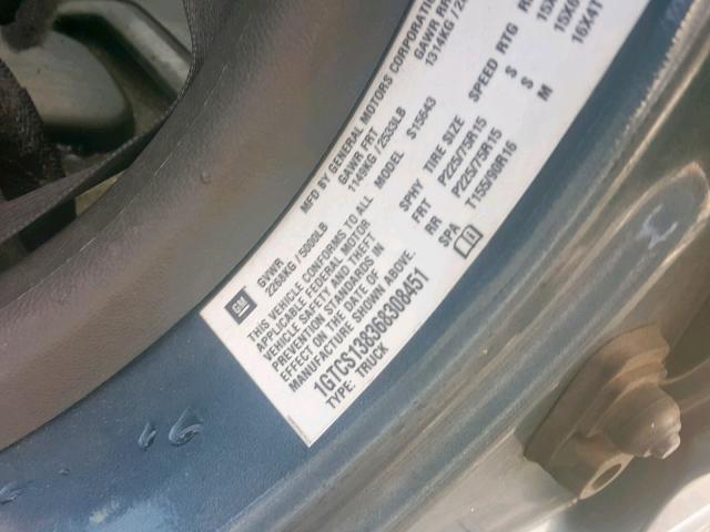 1GTCS138368308451 - 2006 GMC CANYON BLUE photo 10