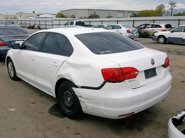 3VW2K7AJ4EM356097 - 2014 VOLKSWAGEN JETTA BASE WHITE photo 3