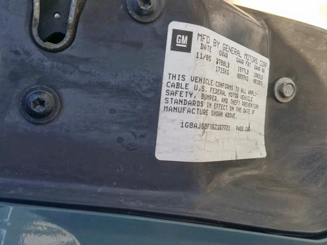 1G8AJ58FX6Z157721 - 2006 SATURN ION LEVEL GREEN photo 10