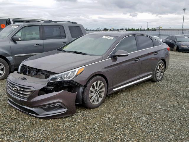 5NPE34AF7FH113575 - 2015 HYUNDAI SONATA SPO BROWN photo 2