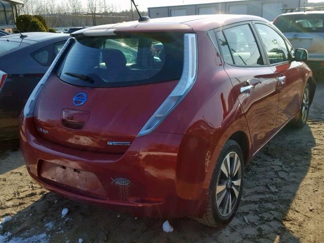 1N4AZ0CP0DC408205 - 2013 NISSAN LEAF S RED photo 4