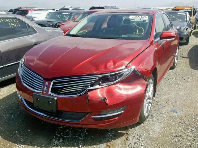 3LN6L2LUXER830418 - 2014 LINCOLN MKZ HYBRID BURGUNDY photo 2