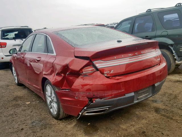 3LN6L2LUXER830418 - 2014 LINCOLN MKZ HYBRID BURGUNDY photo 3