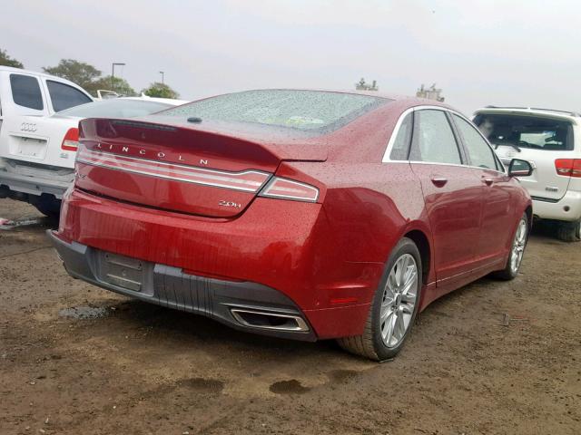 3LN6L2LUXER830418 - 2014 LINCOLN MKZ HYBRID BURGUNDY photo 4