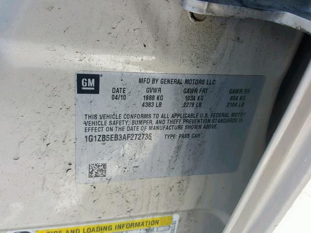 1G1ZB5EB3AF272736 - 2010 CHEVROLET MALIBU LS TAN photo 10