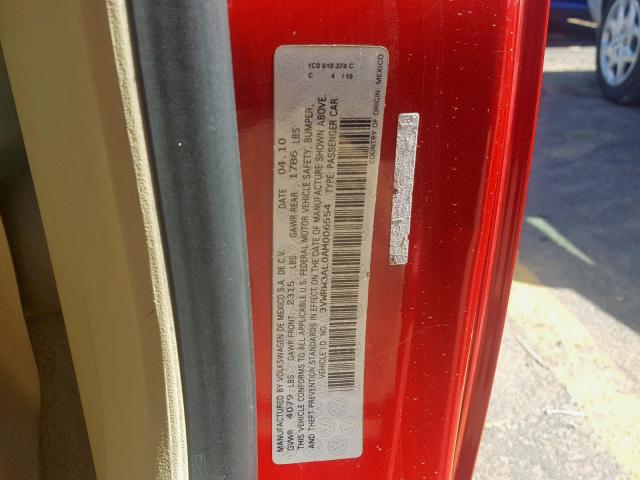 3VWRW3AL0AM006554 - 2010 VOLKSWAGEN NEW BEETLE წითელი ფოტო 10