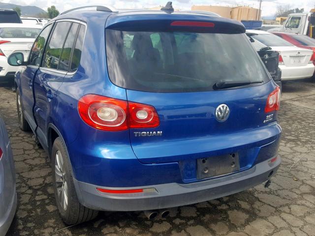 WVGBV75N99W000138 - 2009 VOLKSWAGEN TIGUAN SE BLUE photo 3