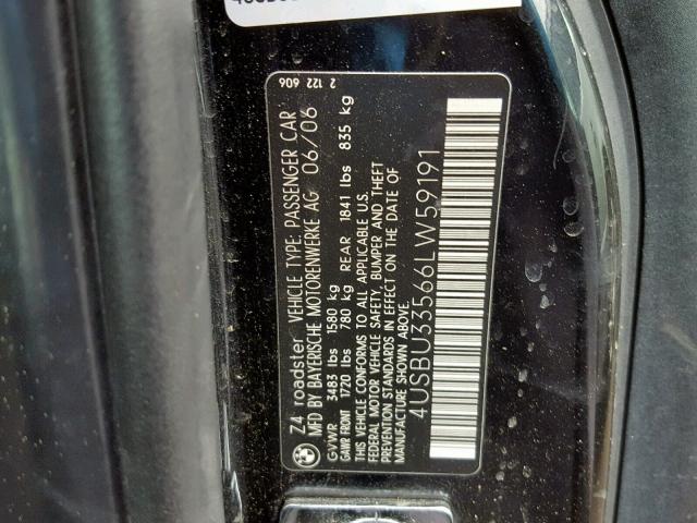 4USBU33566LW59191 - 2006 BMW Z4 3.0 BLUE photo 10