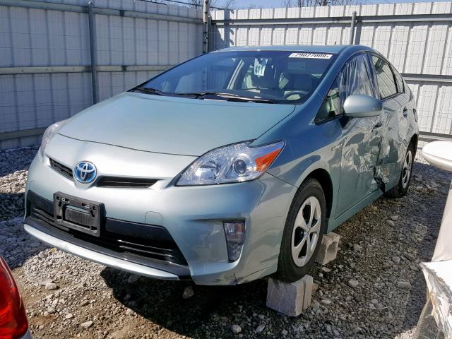 JTDKN3DU2D1631664 - 2013 TOYOTA PRIUS GREEN photo 2