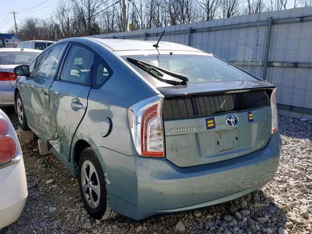 JTDKN3DU2D1631664 - 2013 TOYOTA PRIUS GREEN photo 3