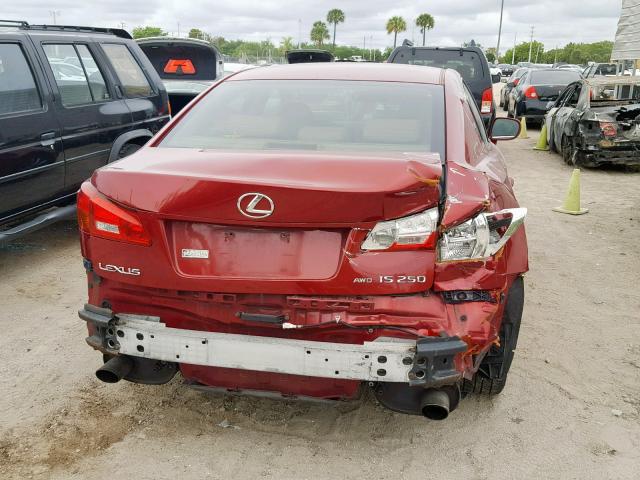 JTHCK262065006094 - 2006 LEXUS IS 250 RED photo 9