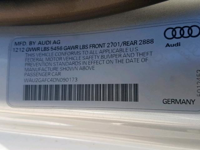 WAU2GAFC4DN090173 - 2013 AUDI A7 PRESTIG SILVER photo 10