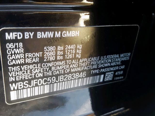 WBSJF0C59JB283846 - 2018 BMW M5 BLACK photo 10