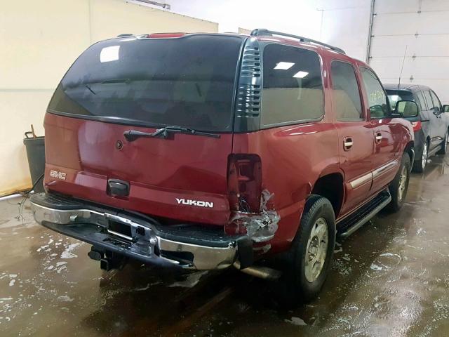 1GKEK13V15J175800 - 2005 GMC YUKON MAROON photo 4