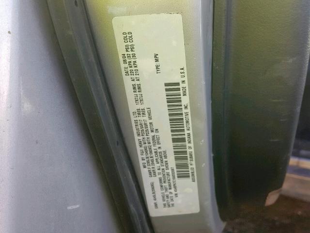 4S4BP67C156332097 - 2005 SUBARU LEGACY OUT SILVER photo 10