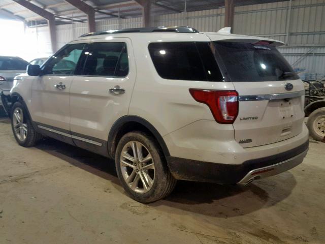 1FM5K7F84HGE27184 - 2017 FORD EXPLORER L WHITE photo 3