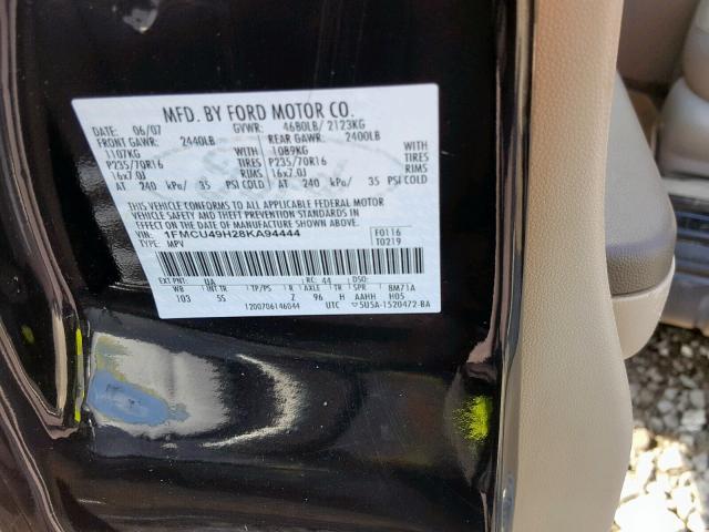 1FMCU49H28KA94444 - 2008 FORD ESCAPE HEV BLACK photo 10